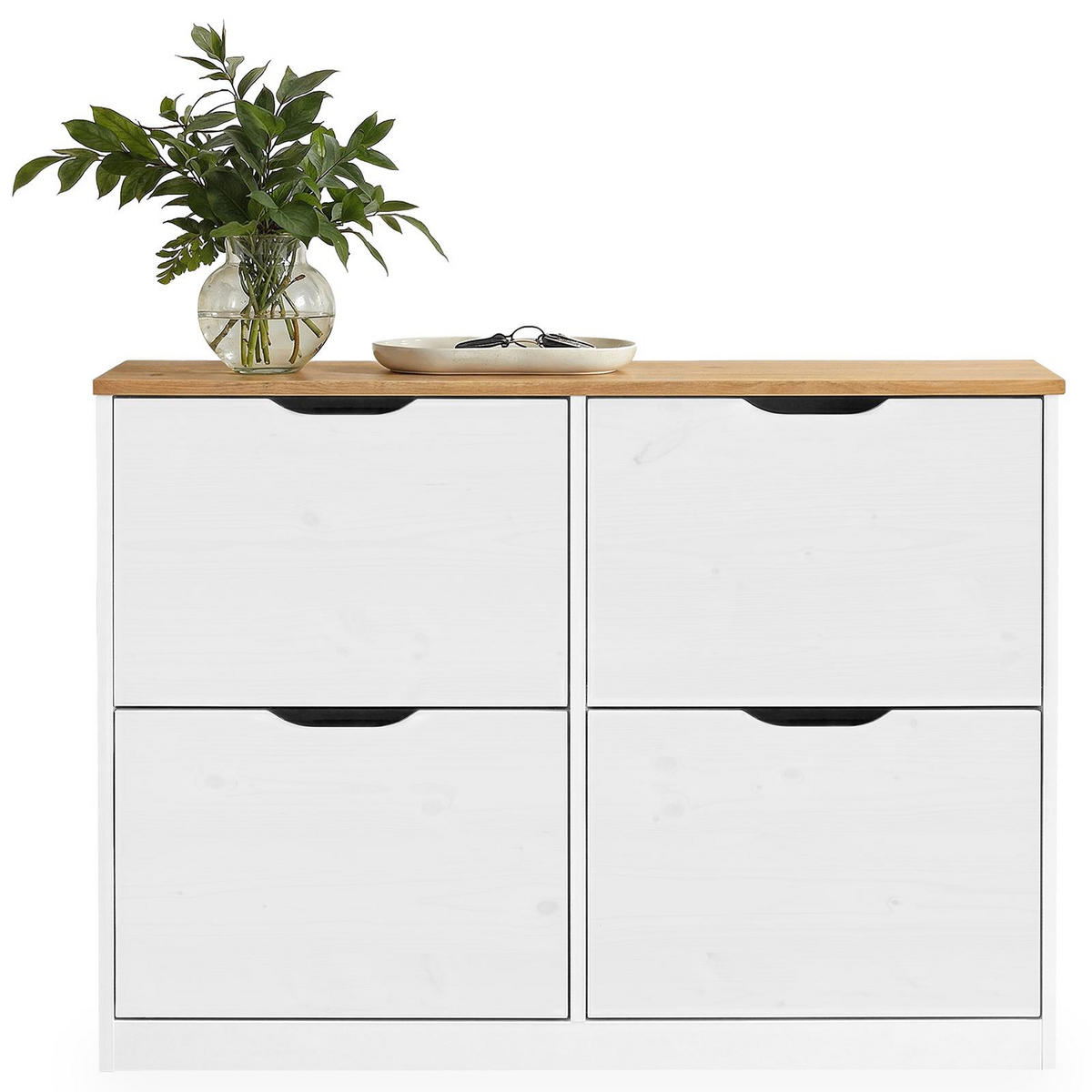 SCHUHSCHRANK BASIL weiß/braun - Weiß/Braun, Holz (115/79/25cm) - IDIMEX