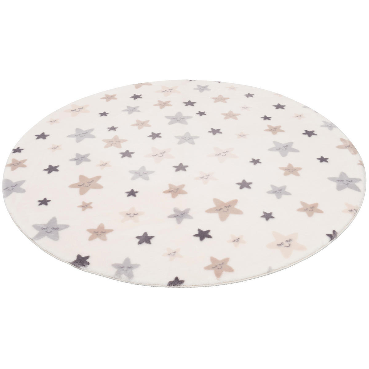 SUPER SOFT FELLTEPPICH PEARL KIDS STERNE RUND - Creme, Textil (160/160cm) - Pergamon