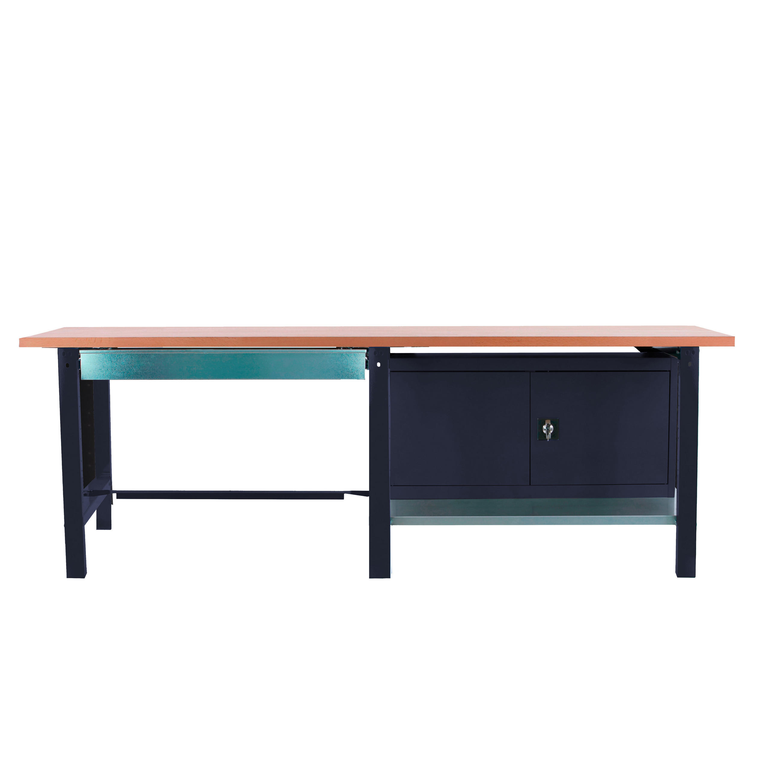 WERKBANK Buffalo Wood mit 1x Schublade und Schrank HxBxT 86,5 x 210 x 75 cm Traglast 1000 kg Anthrazit - Anthrazit, Metall (210/86.5/75cm) - PROREGAL