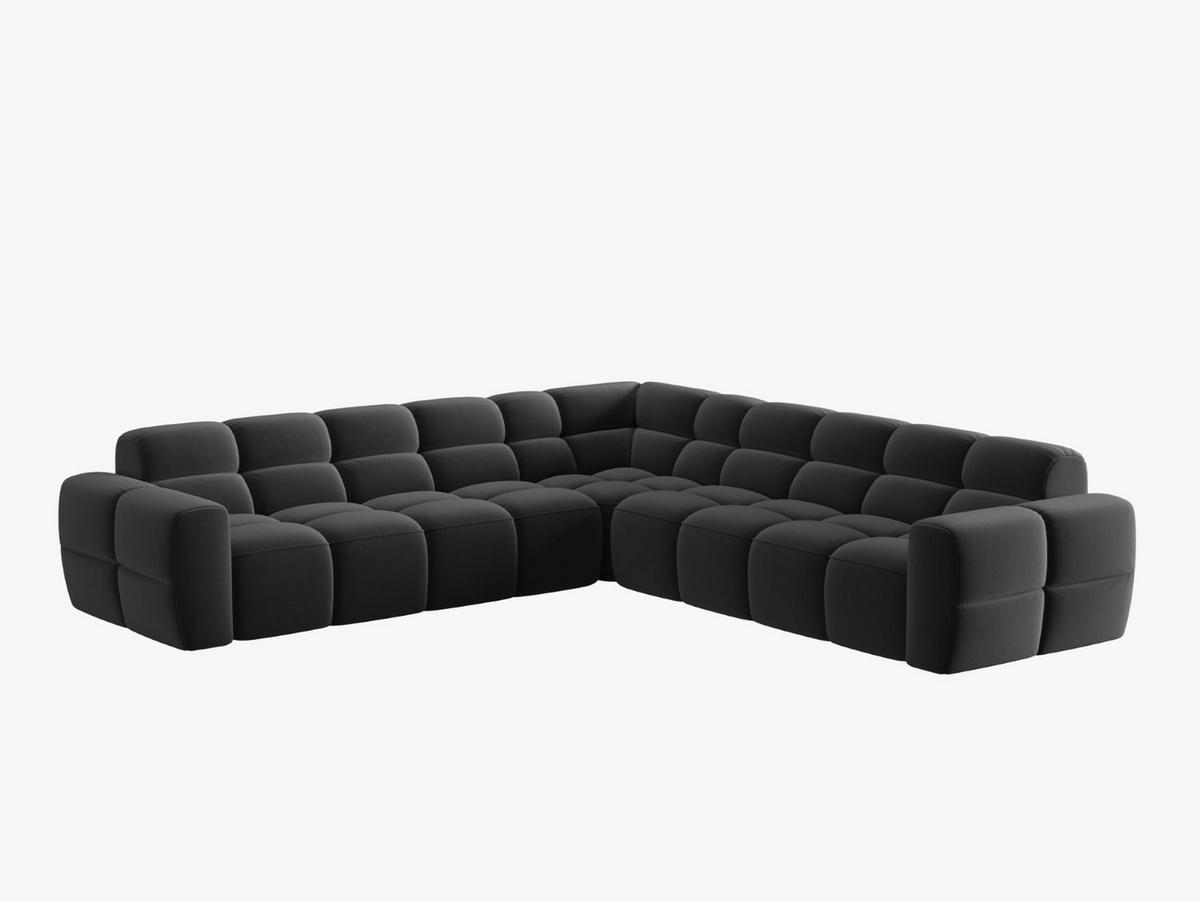 ECKSOFA Lisa aus Samt dunkelgrau 5 Sitzplätze - Dunkelgrau, Textil (310/310cm) - Micadoni
