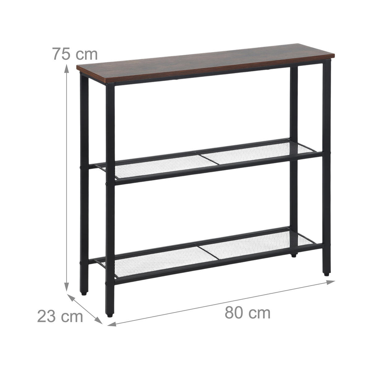 KONSOLENTISCH - Schwarz, Holzwerkstoff/Metall (23/80/75cm) - Relaxdays