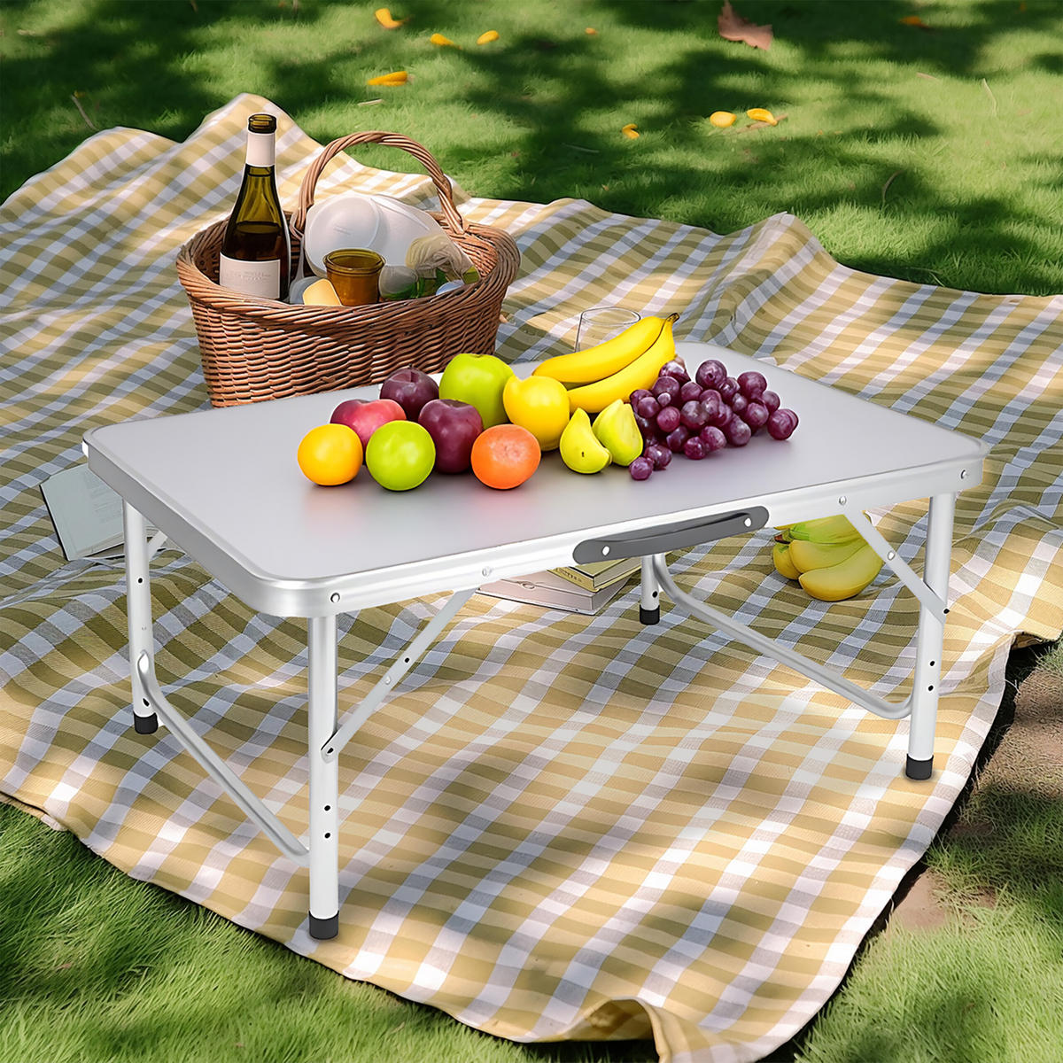 CAMPINGTISCH - Weiß, Holzwerkstoff/Kunststoff (55/75/70cm) - Relaxdays