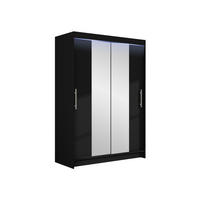 KLEIDERSCHRANK Miami II, mit RGB LED Beleuchtung - Silberfarben/Schwarz, Holzwerkstoff/Kunststoff (120/200/58cm) - MIRJAN24