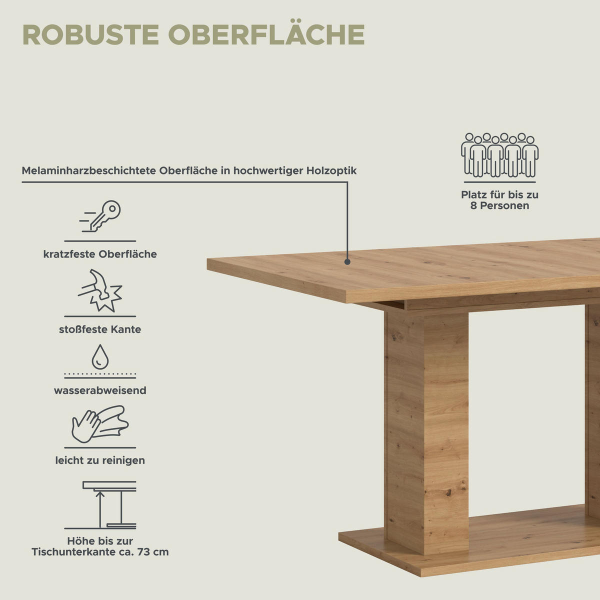 ESSTISCH MOTION (B/H/T: ca. 150/76/90 cm) in Artisan Oak Nachbildung/Artisan Oak Nachbildung - Eiche Artisan, Holzwerkstoff (90/150/76cm)