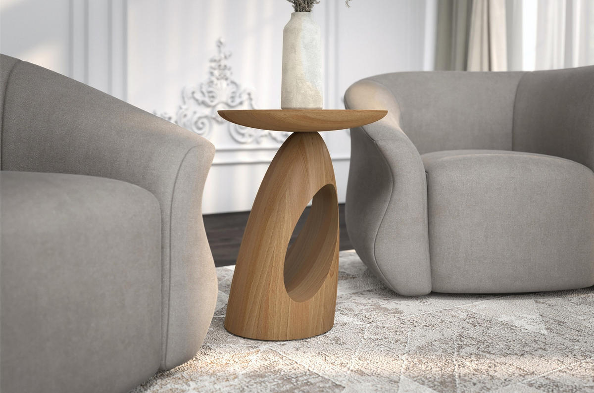 BEISTELLTISCH Island, Ovaler Tischplatte, Buche - lackiert, Naturfarben - Buchefarben, Holz (32/32/40cm) - Kayani