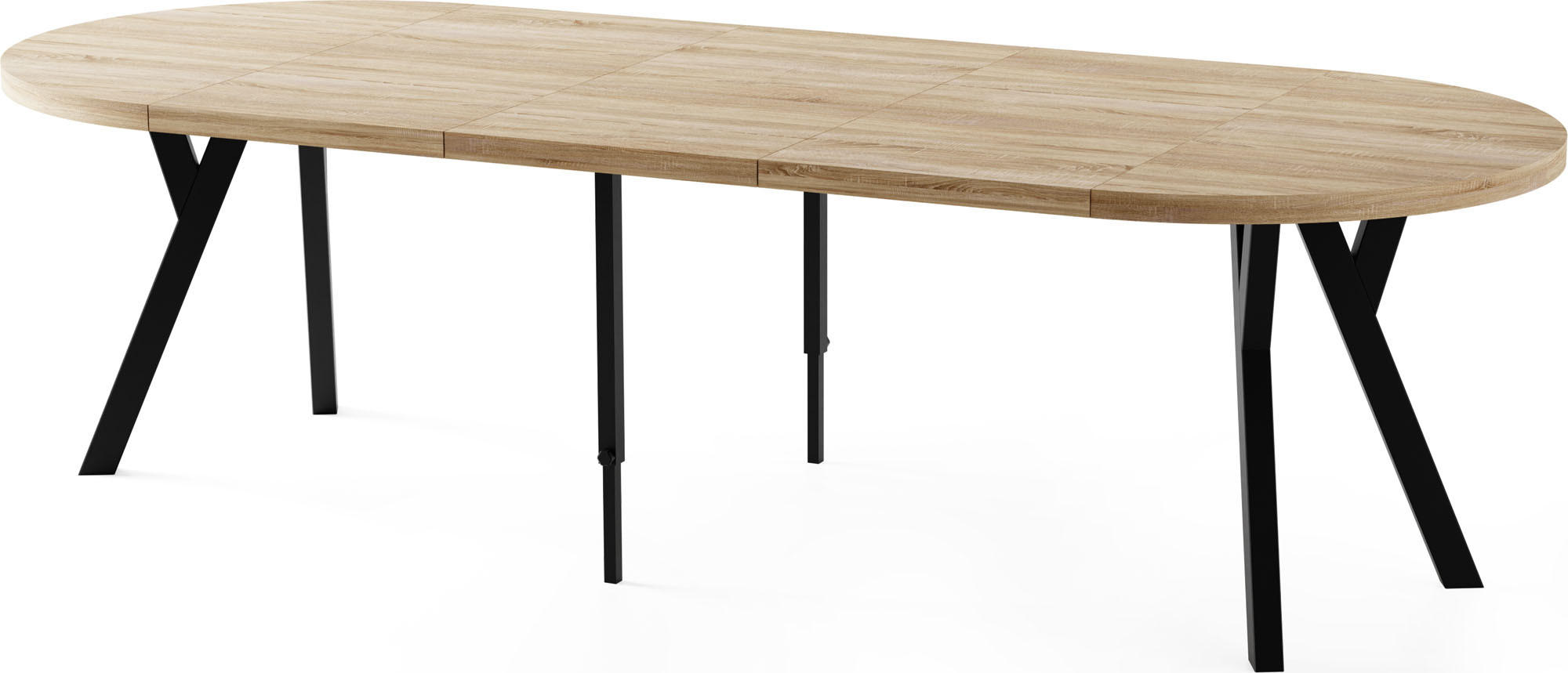 ESSTISCH Twixy XXL groß rund oval ausziehbar, Eiche Hell Braun 100-250/100/76 cm - Schwarz/Sonoma Eiche, Holz/Holzwerkstoff (100/100/76cm) - WFL GROUP