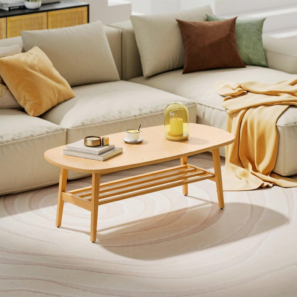 COUCHTISCH 120/60/42 cm mit Ablage DE-39934 Naturholz - Naturfarben, Holzwerkstoff (60/120/42cm) - ComfortXL