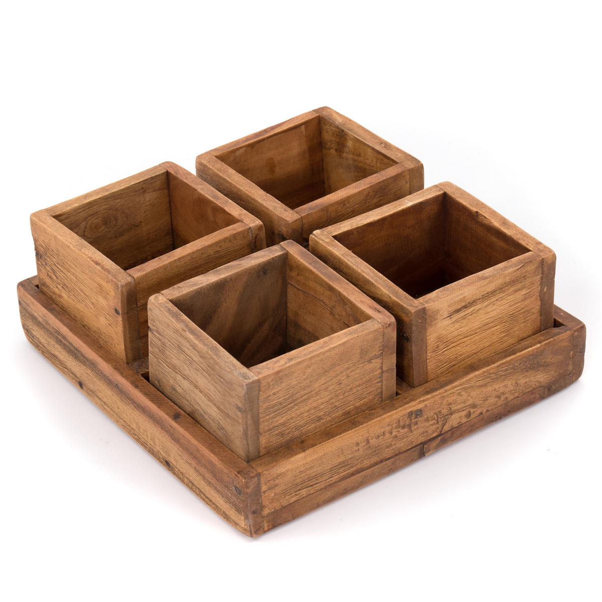 KISTEN-SET Cubo 5-tlg. Massivholz 01 natur-vintage - Naturfarben, Holz (4cm) - DESIGN DELIGHTS