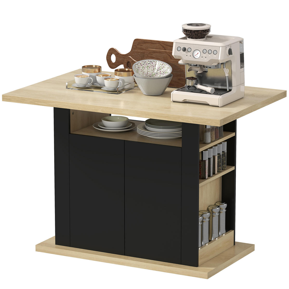 KÜCHENINSEL Schwarz 1 Stück - Schwarz, Holzwerkstoff (70/75.5/110cm) - GiPP