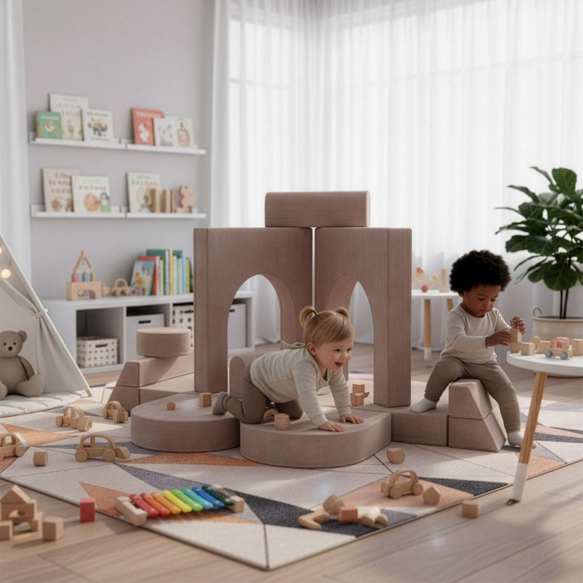 KINDERSOFA Kayo cord rosa - Rosa, Textil (150/50/75cm) - Juskys