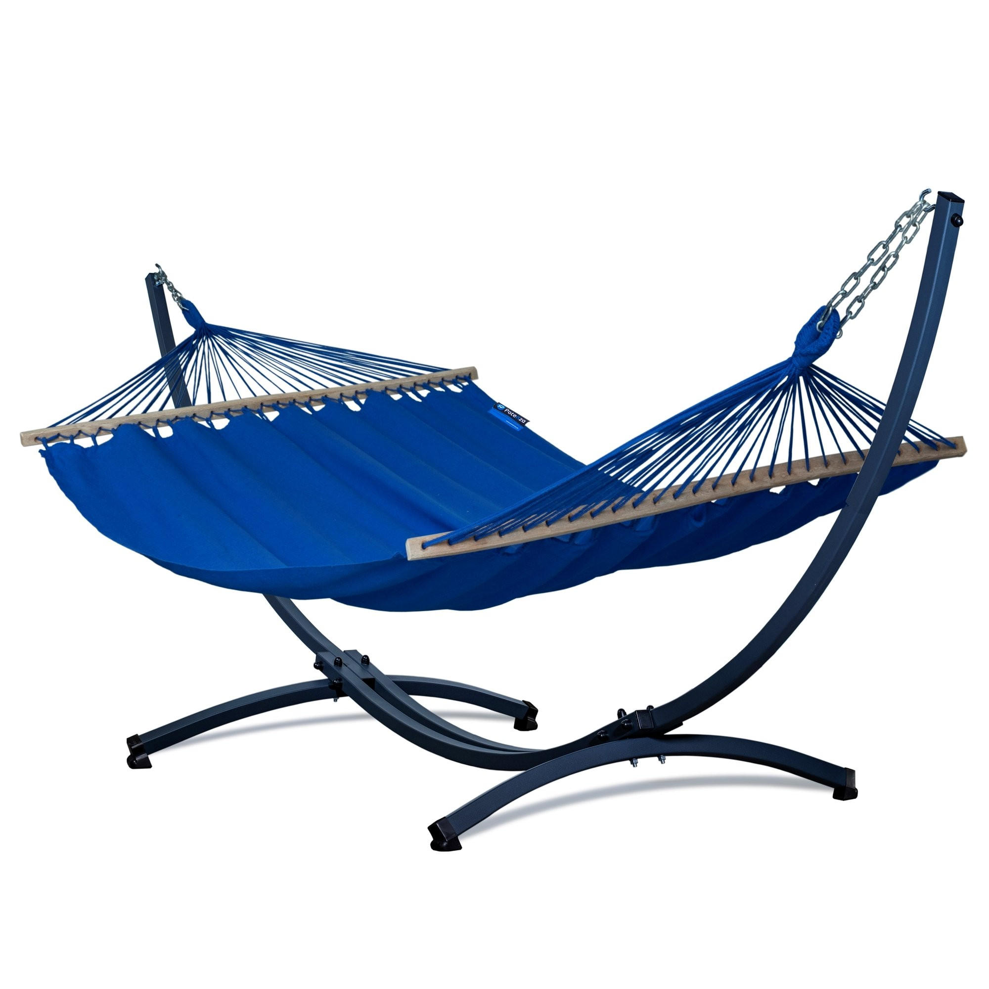 HÄNGEMATTE mit Gestell, 2 Personen, Stabhängematte, XXL, 200 kg, Metall, Blau, einfache Montage - Blau, Metall (370/130/120cm) - Potenza