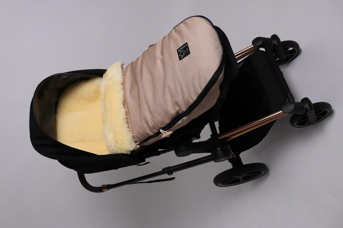 LAMMFELL-FUSSSACK Love the Nature, sand melange - Beige, Fell (44/95cm) - Kaiserbaby
