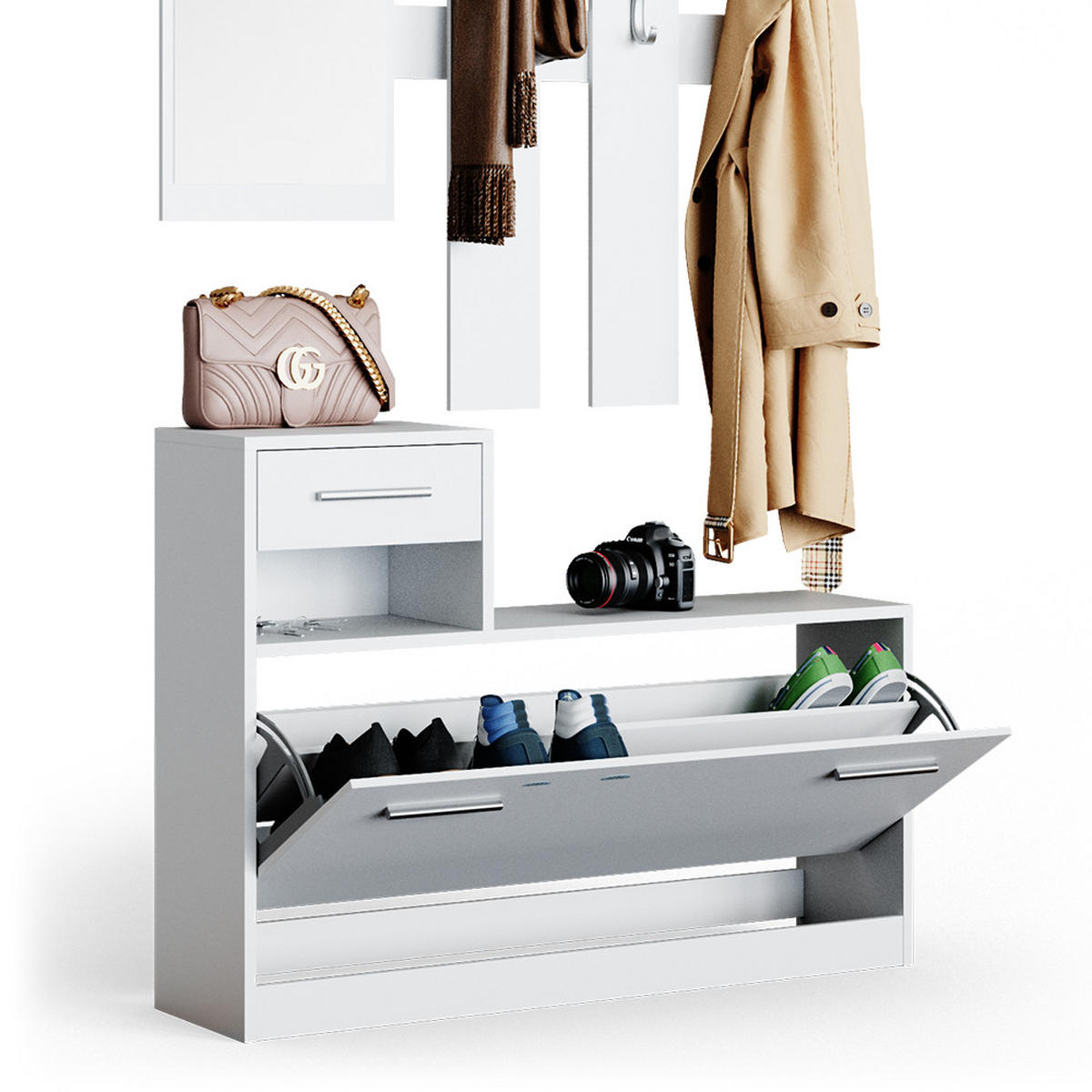 GARDEROBE Billy Weiß 25 x 191 cm - Weiß, Holzwerkstoff (25/191/100cm) - Vicco