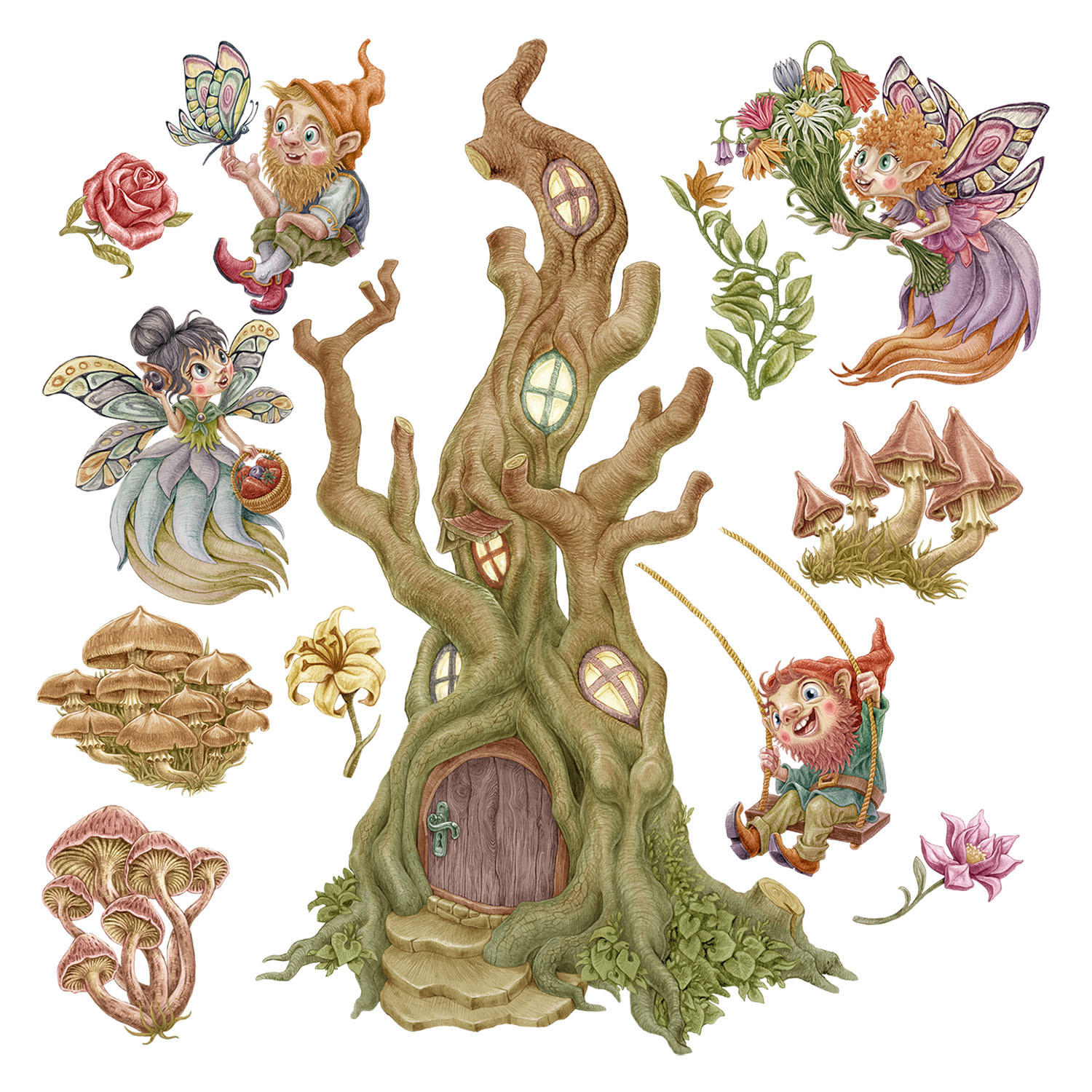 WANDAUFKLEBER 100x104cm - Feenwald - Multicolor, Kunststoff (100/104/0.1cm) - Wallfluent