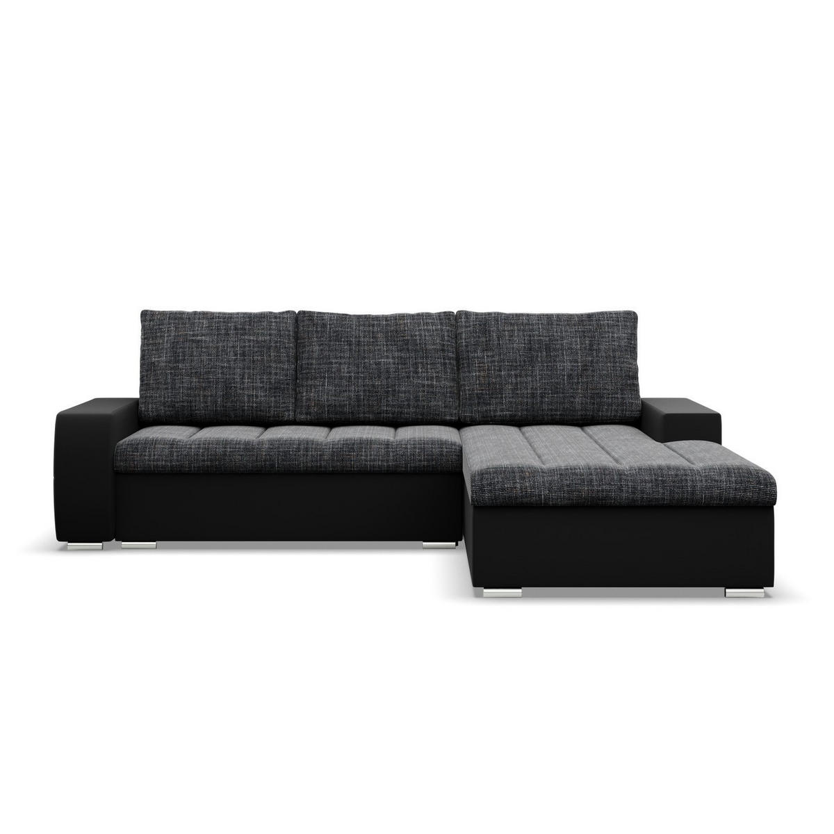 ECKSOFA MIT SCHLAFFUNKTION AURORA RECHTS, Schwarz + Schwarz - Schwarz, Textil (243/200cm)