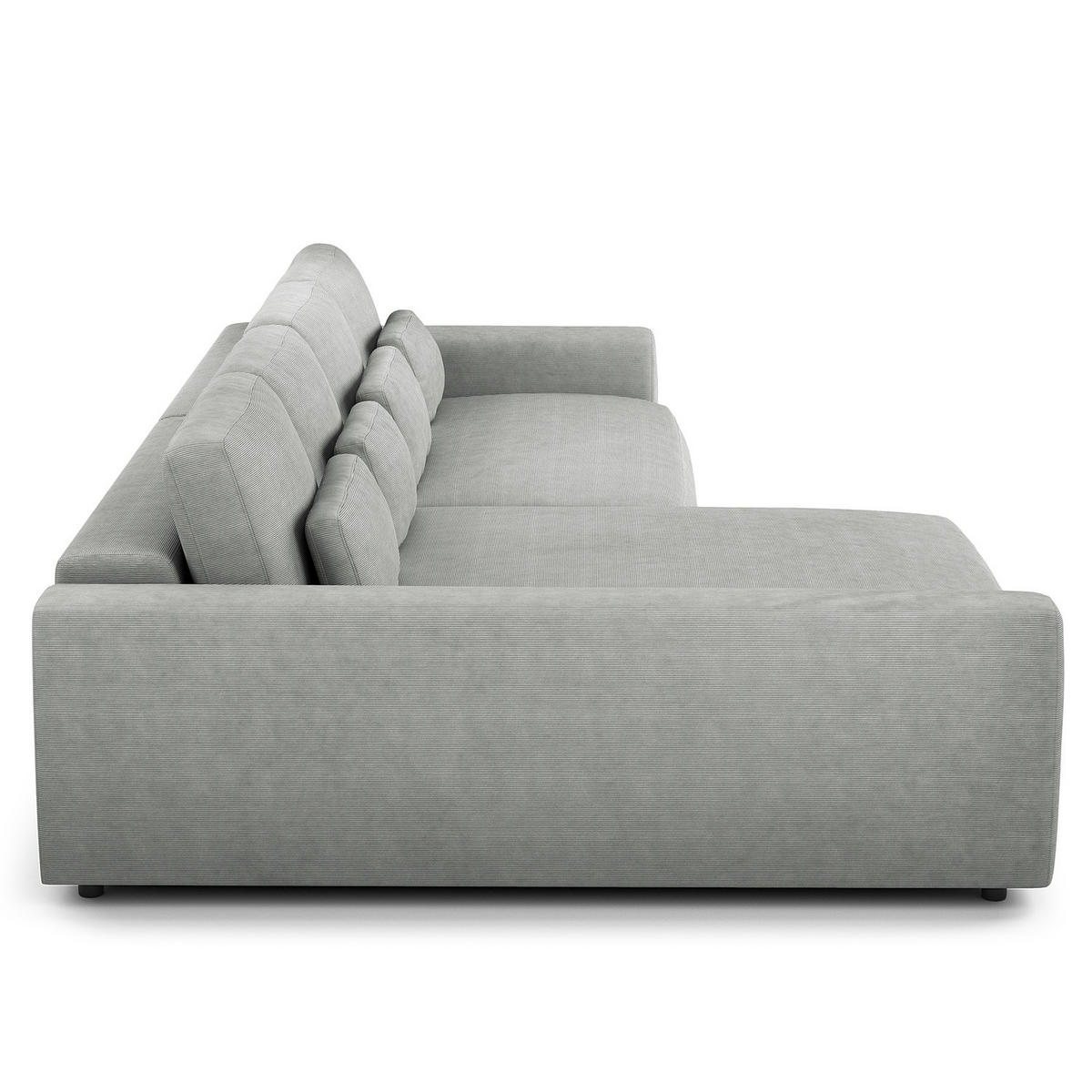 ECKSOFA mit XXL-Longchair - Schwarz/Grau, Kunststoff/Textil (323/182cm) - home24