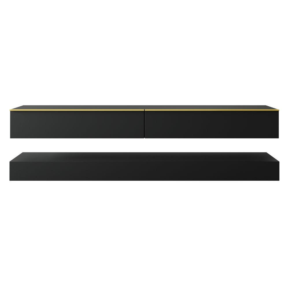 TV-SCHRANK Hylia Schwarz 140 cm - Goldfarben/Schwarz, Holzwerkstoff/Metall (140/45/34cm) - Selsey