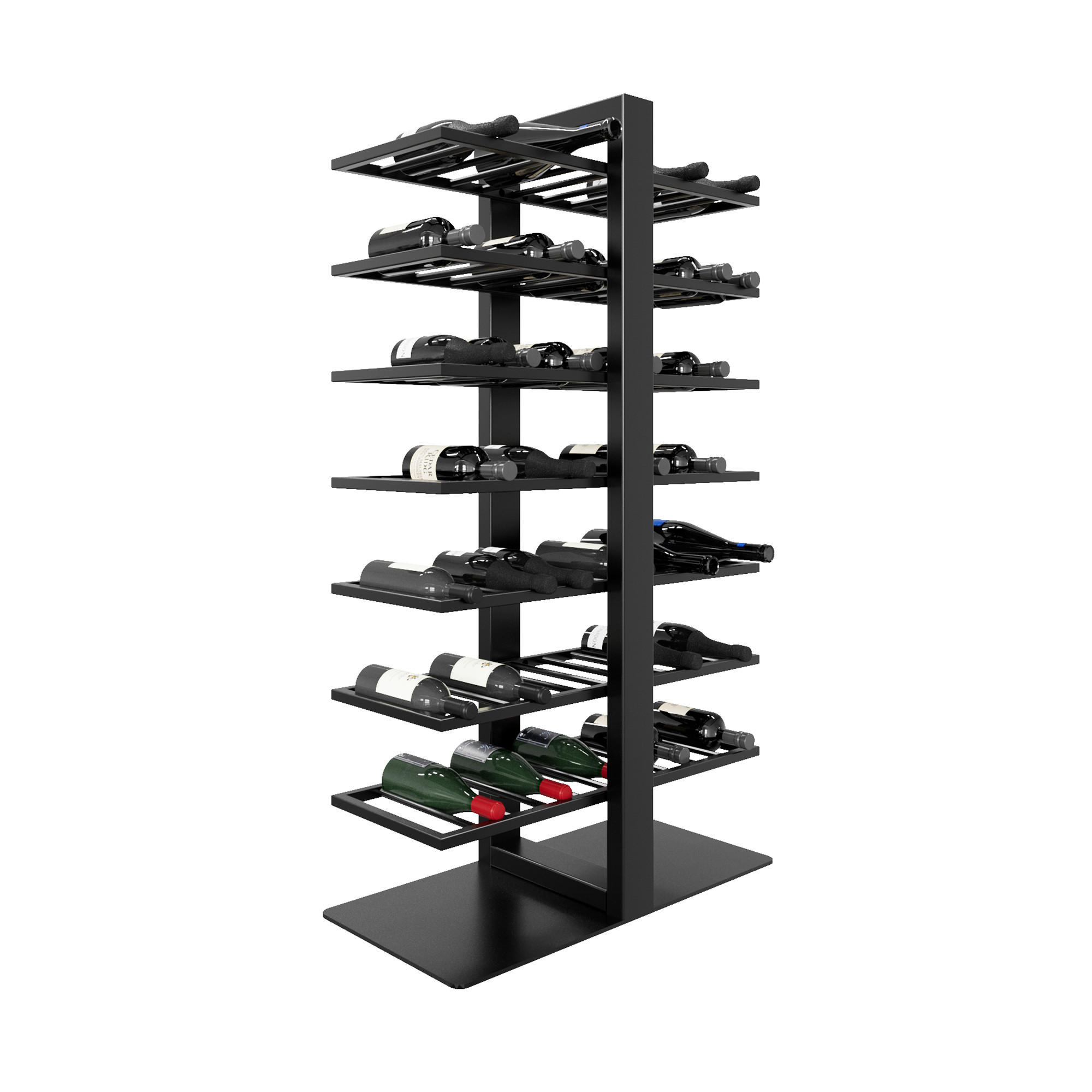 WEINREGAL Corse Metall,Schwarz, Für 70 Weinflaschen 140/80/30cm - Schwarz, Metall (30/140/80cm) - Metalo Pro