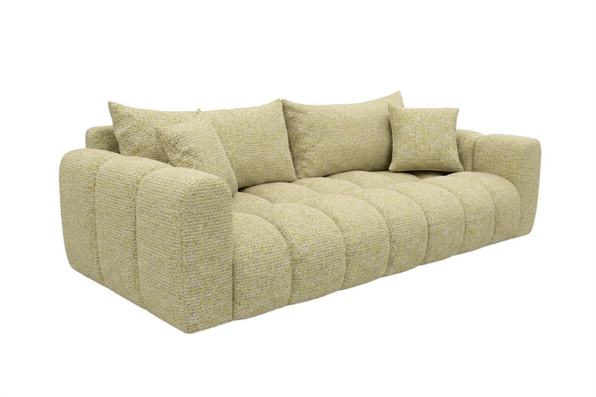 ROZKLÁDACÍ POHOVKA s úložným prostorem, žinylková tkanina Puente, Světle žlutá, COSMOPOLITAN - světle žlutá, dřevo (240/80/97cm) - Kaiser Möbel