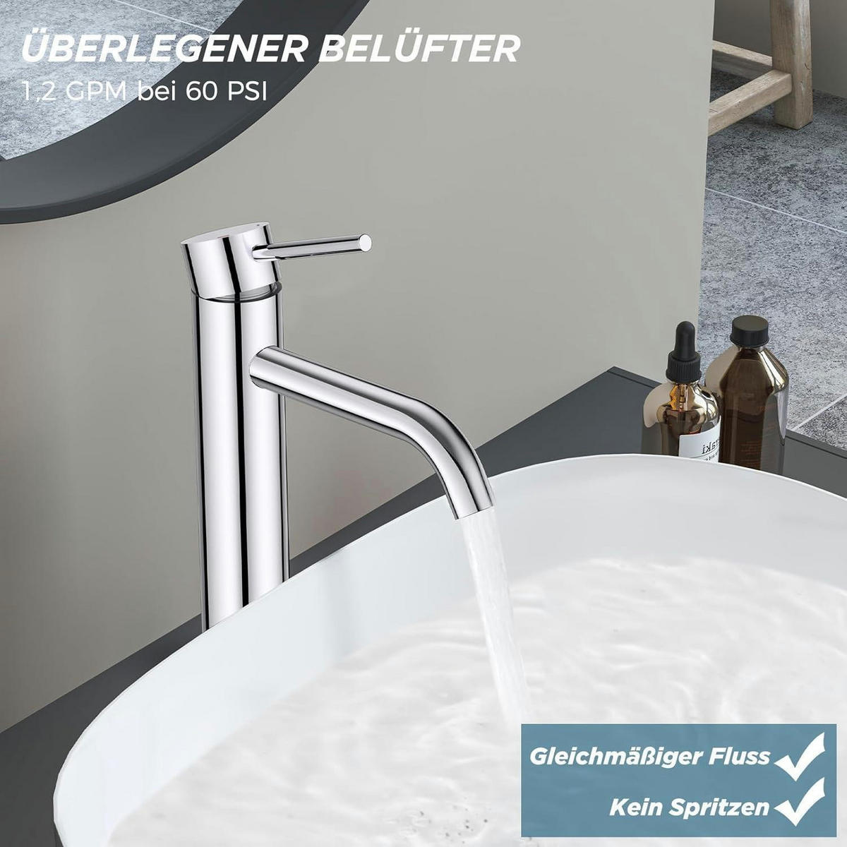 WASCHTISCHARMATUR Hoch mit Einhebelmischer Chrom 190 mm - Silberfarben, Metall (5.8/15.8/28.5cm)
