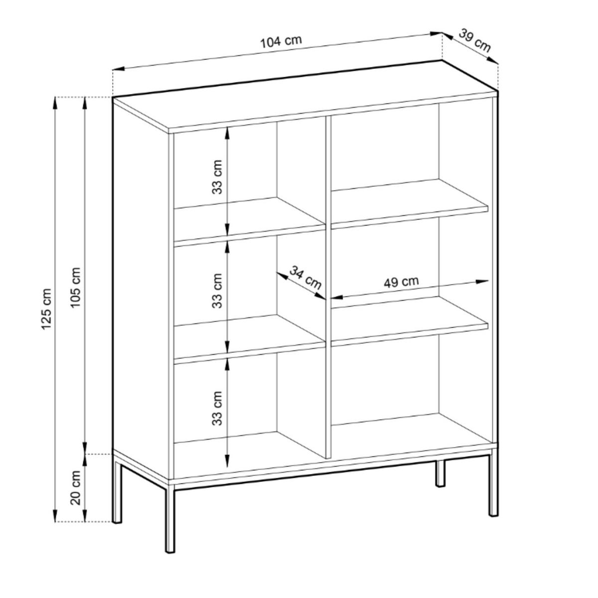 GRAUE Moderne Geriffelte Hochkommode KIOTO KW2D (Schwarzes Gestell, Soft-Close Türen) - Goldfarben/Schwarz, Holz/Holzwerkstoff (104/125/39cm) - Ravio