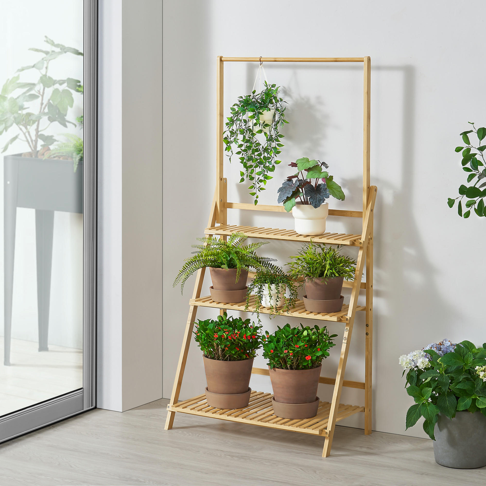 LEITERREGAL Brändö - Naturfarben, Holz (70/144/39.5cm) - [en.casa]