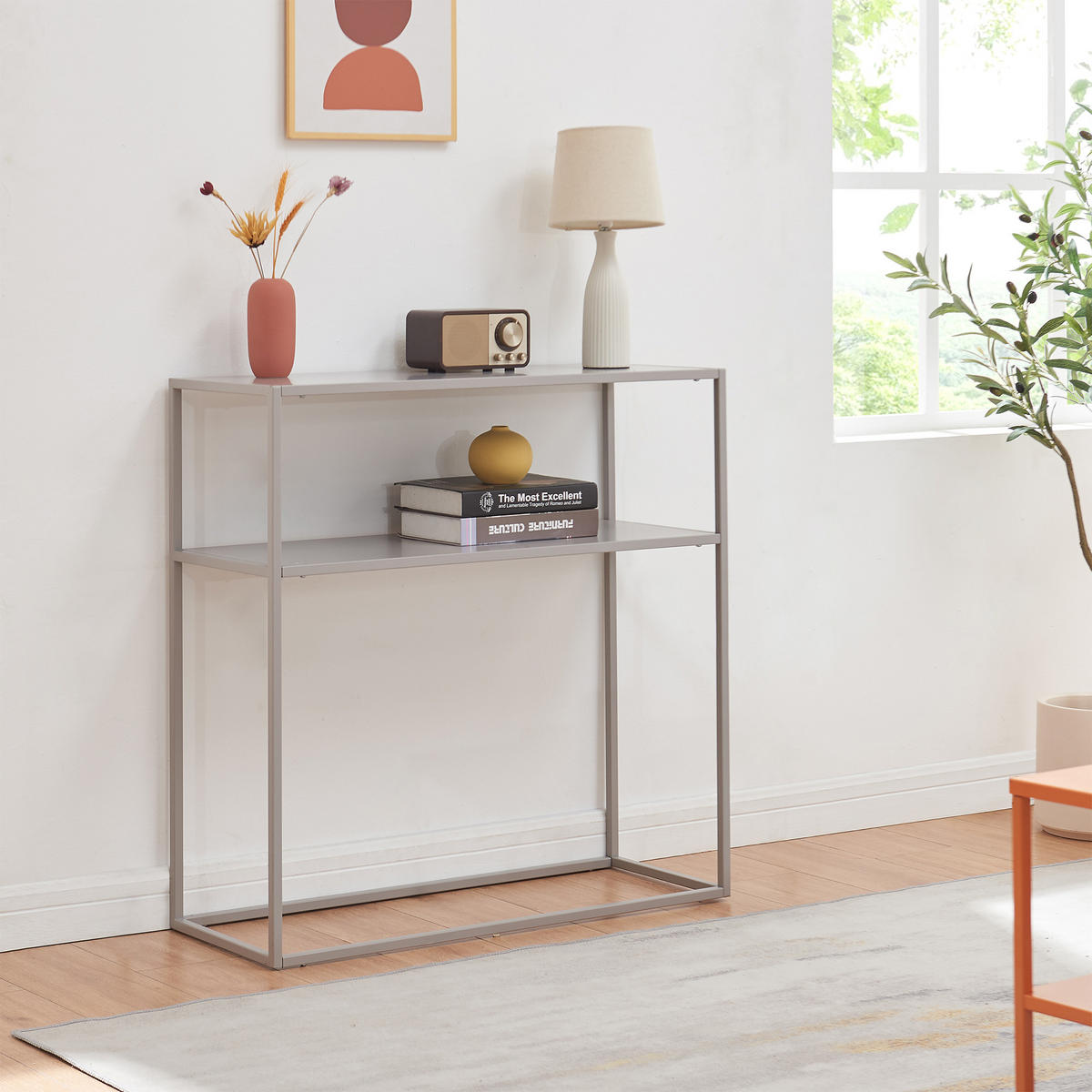 KONSOLENTISCH Kuhmo - Hellgrau, Metall (30/80/80cm) - [en.casa]