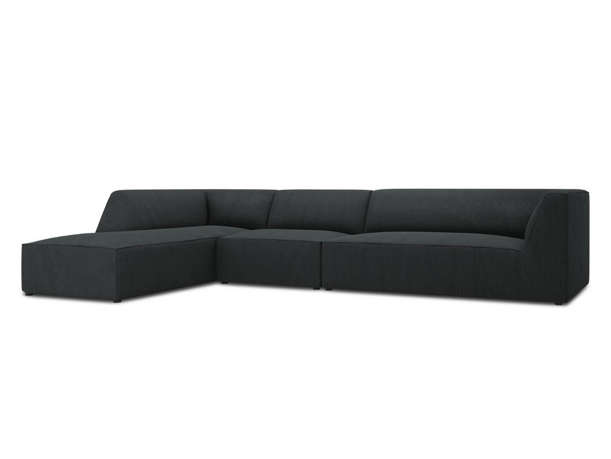 ECKSOFA links Ruby aus Cord schwarz 5 Sitzplätze - Schwarz, Textil (180/366cm) - Micadoni