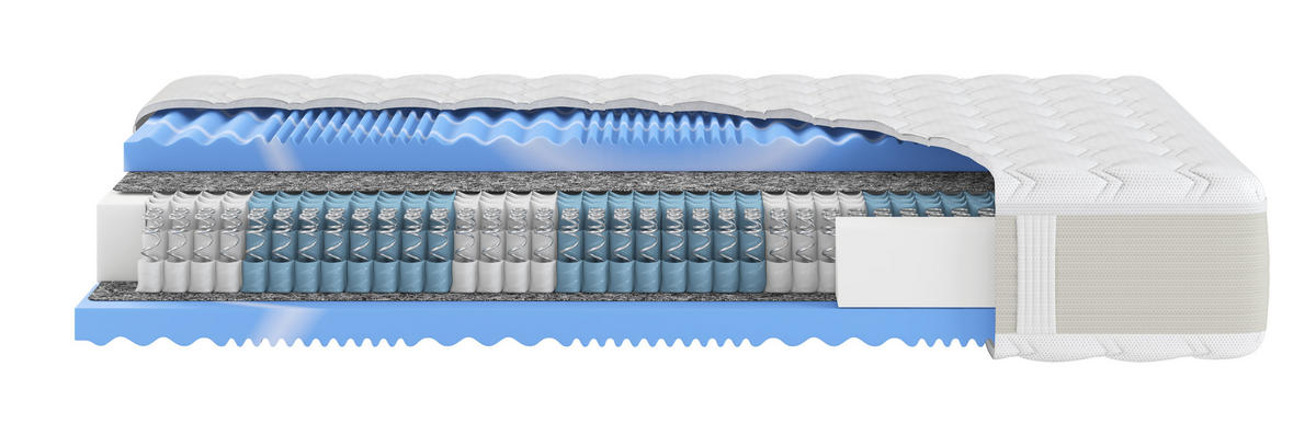 TASCHENFEDERKERN-MATRATZE "XXL Gelstar T-1000", H2, 80 x 200 cm, Höhe: ca. 25 cm - Weiß, Textil (80/200cm) - Hn8 Schlafsysteme