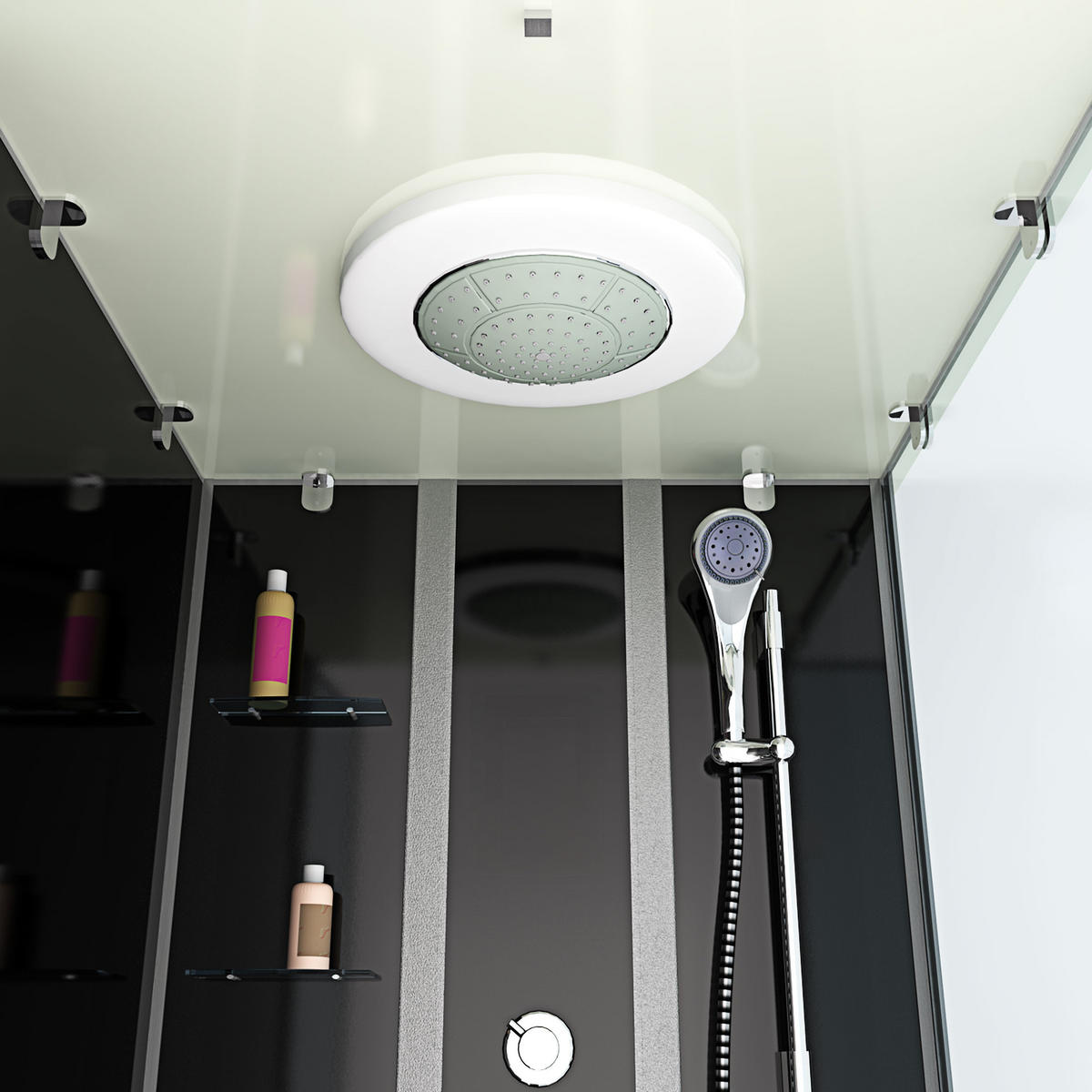 DUSCHE Wanne Kombination K05-L30-EC 180x90 - Schwarz, Glas/Kunststoff (90/225/180cm) - AcquaVapore by Sandra Jentho