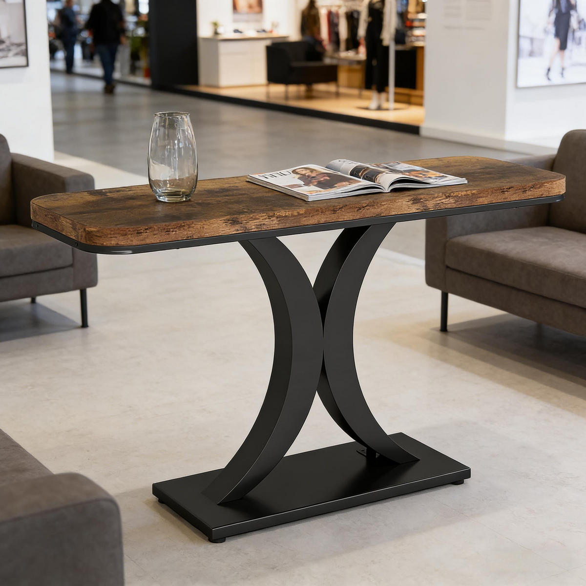 KONSOLENTISCH Schwarz-Braun 100/29.50/82.50 cm - Schwarz, Metall (29.5/100/82.5cm) - PANGIVO