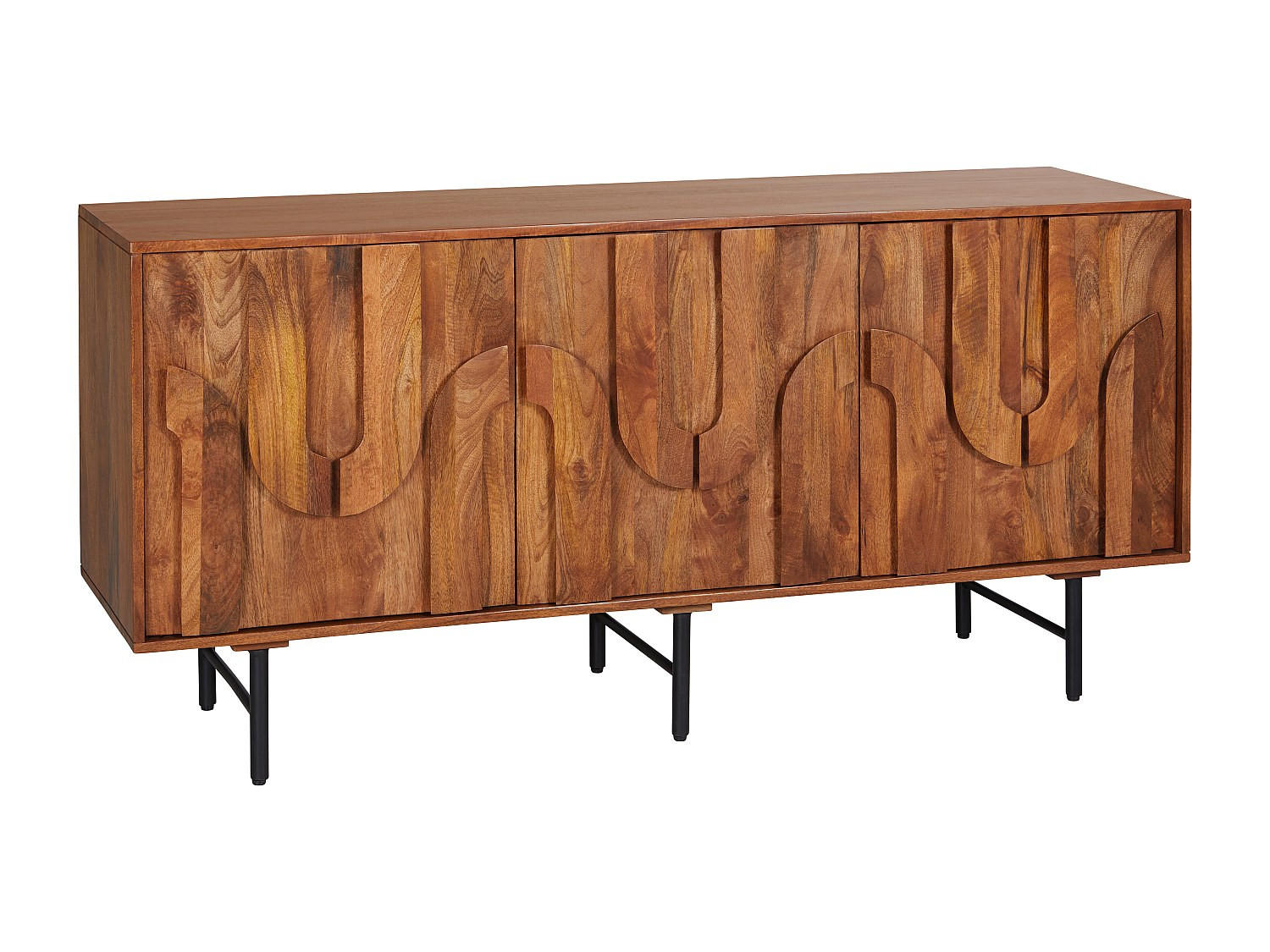 SIDEBOARD - 160 cmcm x 45 cmcm - Holz, Platte - Naturfarben Dunkel - MIZORAM - Naturfarben, Holz (160/75/45cm) - Vente-Unique