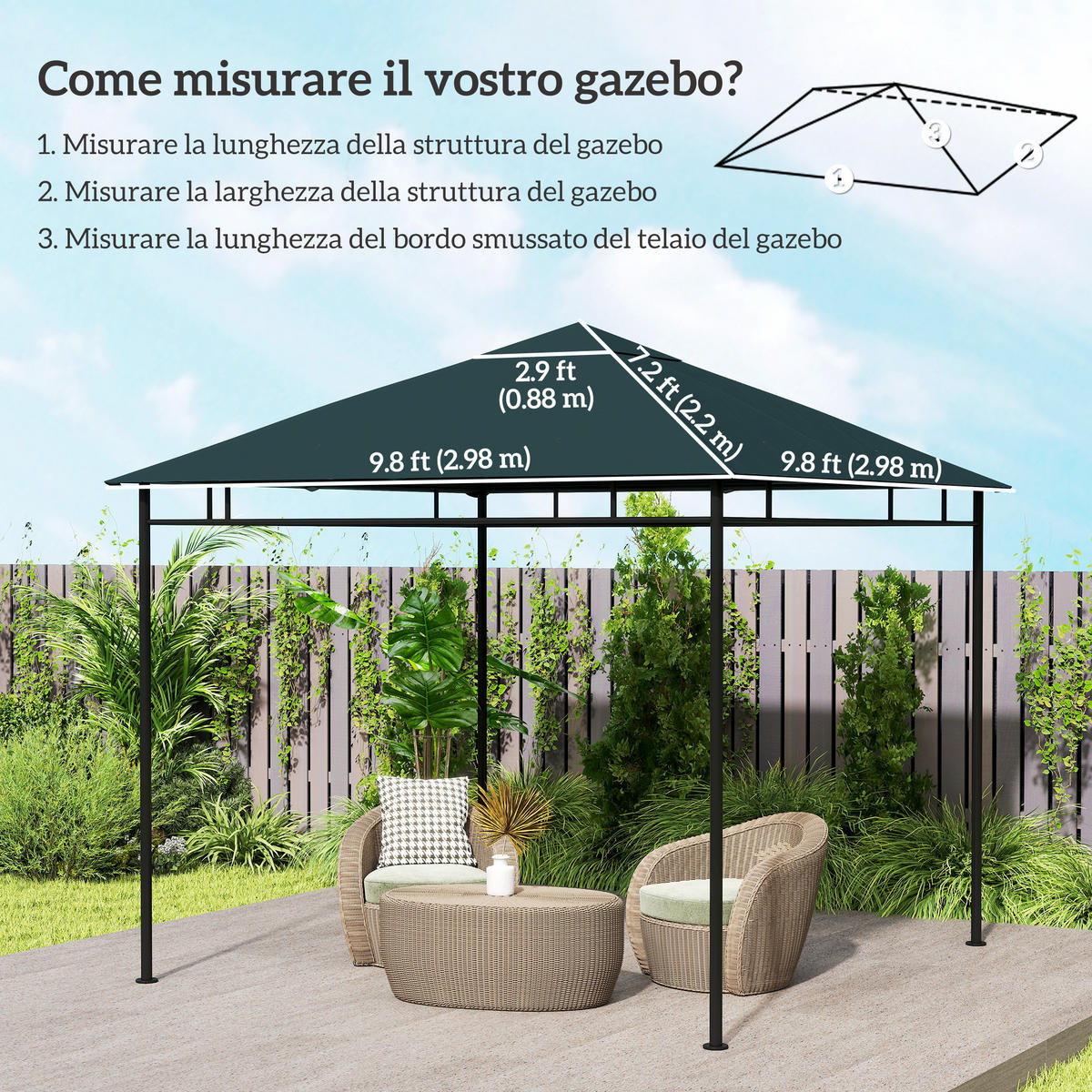 ERSATZDACH, 3x3 m für Pavillon, grau, Polyester, mit 8 Belüftungslöchern - Multicolor, Kunststoff (298/298cm) - FORIOUS