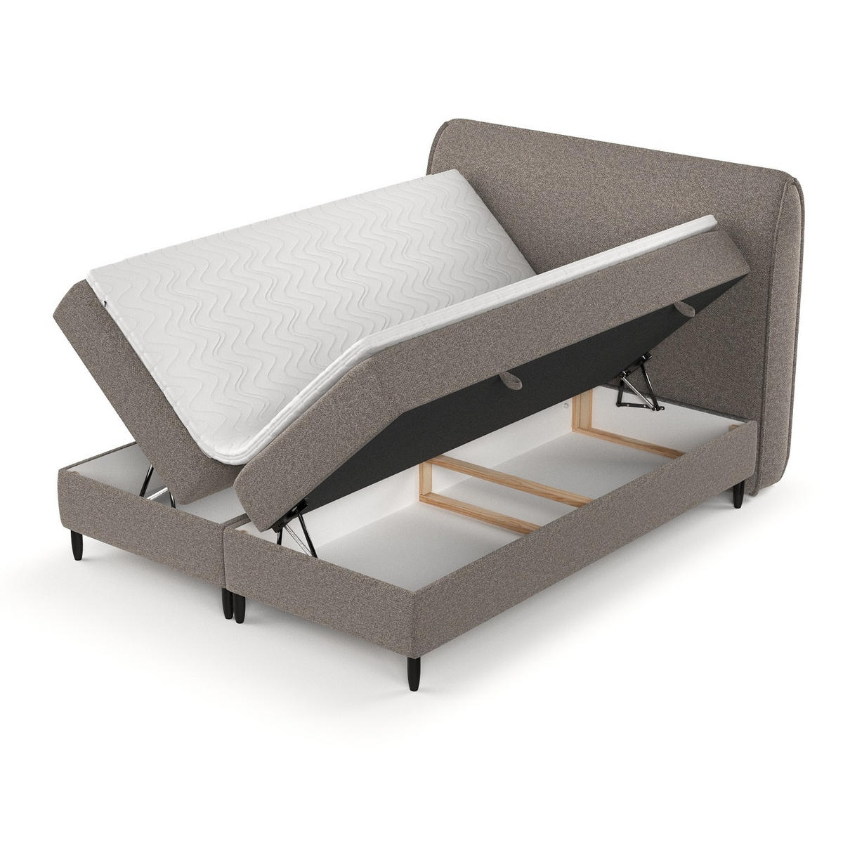 BOXBETT Lunaro 140/200 cm Beige im Bubble Stoff - Beige/Schwarz, Holz/Holzwerkstoff (140/200cm) - AltaBeds