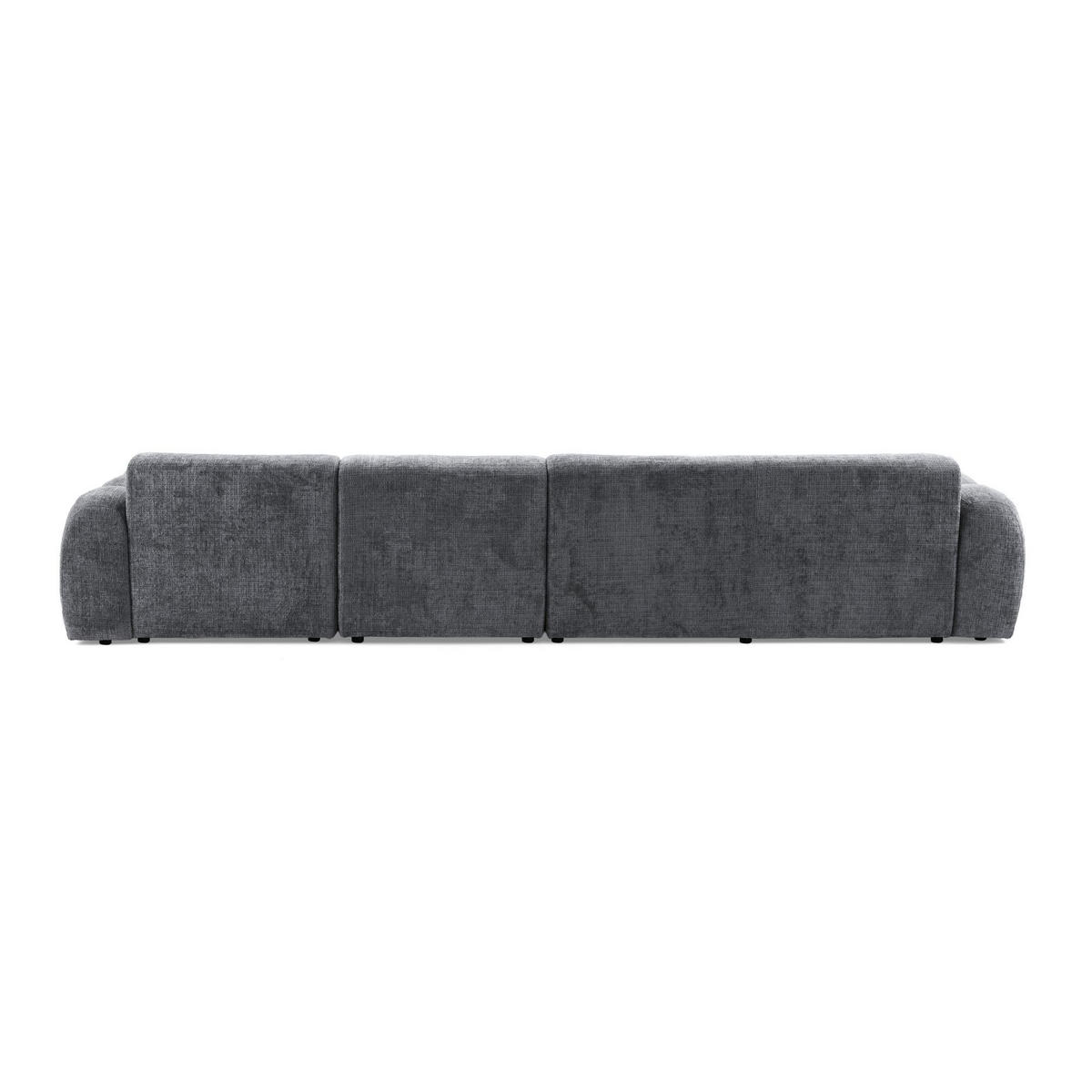 5-SITZER modulares Ecksofa VEER SET 2 Rechts, 175x379 cm, Chenille Webstoff Dunkelgrau - Dunkelgrau/Schwarz, Holz/Kunststoff (175/379cm) - Muffo
