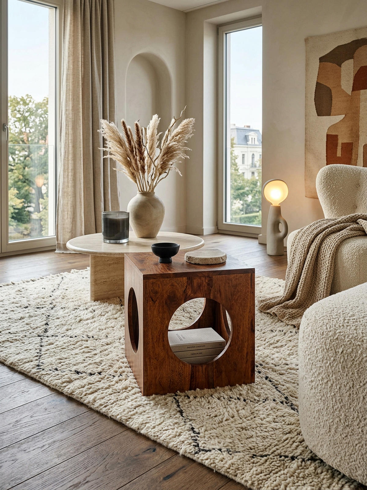 BEISTELLTISCH – Massivholz quadratisch Cube Design mit Stauraum handgefertigt - Braun, Holz (35/35/35cm) - KADIMA DESIGN