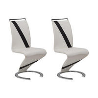 STUHL Freischwinger 2er-Set - Kunstleder - Weiß & Schwarz - TWIZY - Weiß, Leder (61/100/49cm) - Vente-Unique