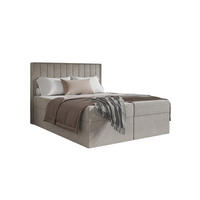 BOXBETT - Taschenmatratze + Topper 160x200 beige Chenille - Beige, Holz/Holzwerkstoff (160/200cm) - SIMKAM Furniture