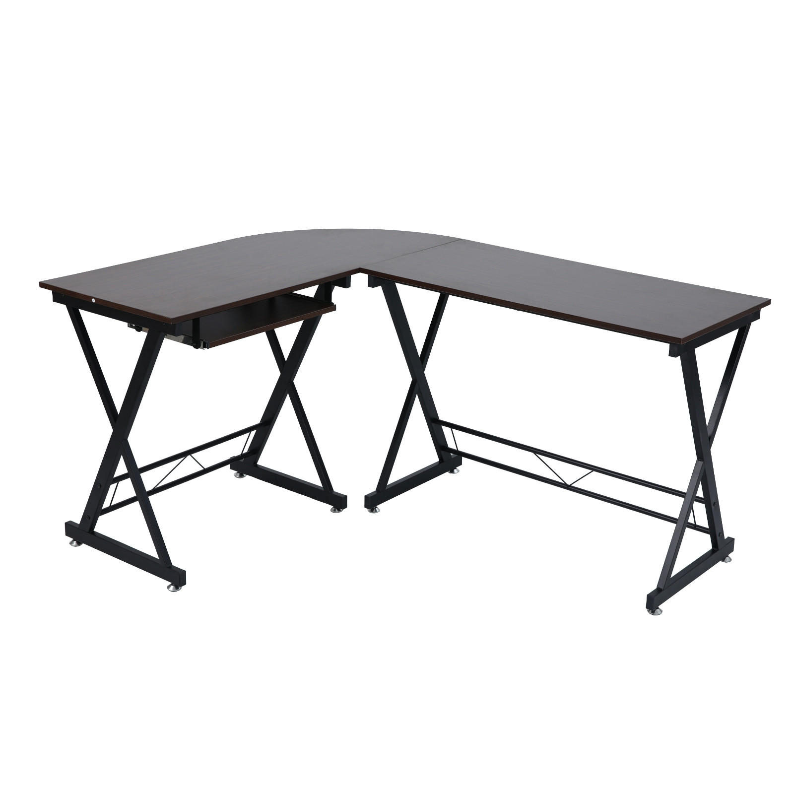 ECKSCHREIBTISCH ECKHART Nussbaum-Optik - Braun, Metall (150/50/75cm) - SVITA