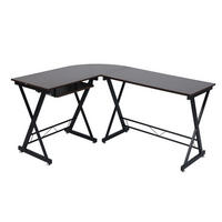 ECKSCHREIBTISCH ECKHART Nussbaum-Optik - Braun, Metall (150/50/75cm) - SVITA