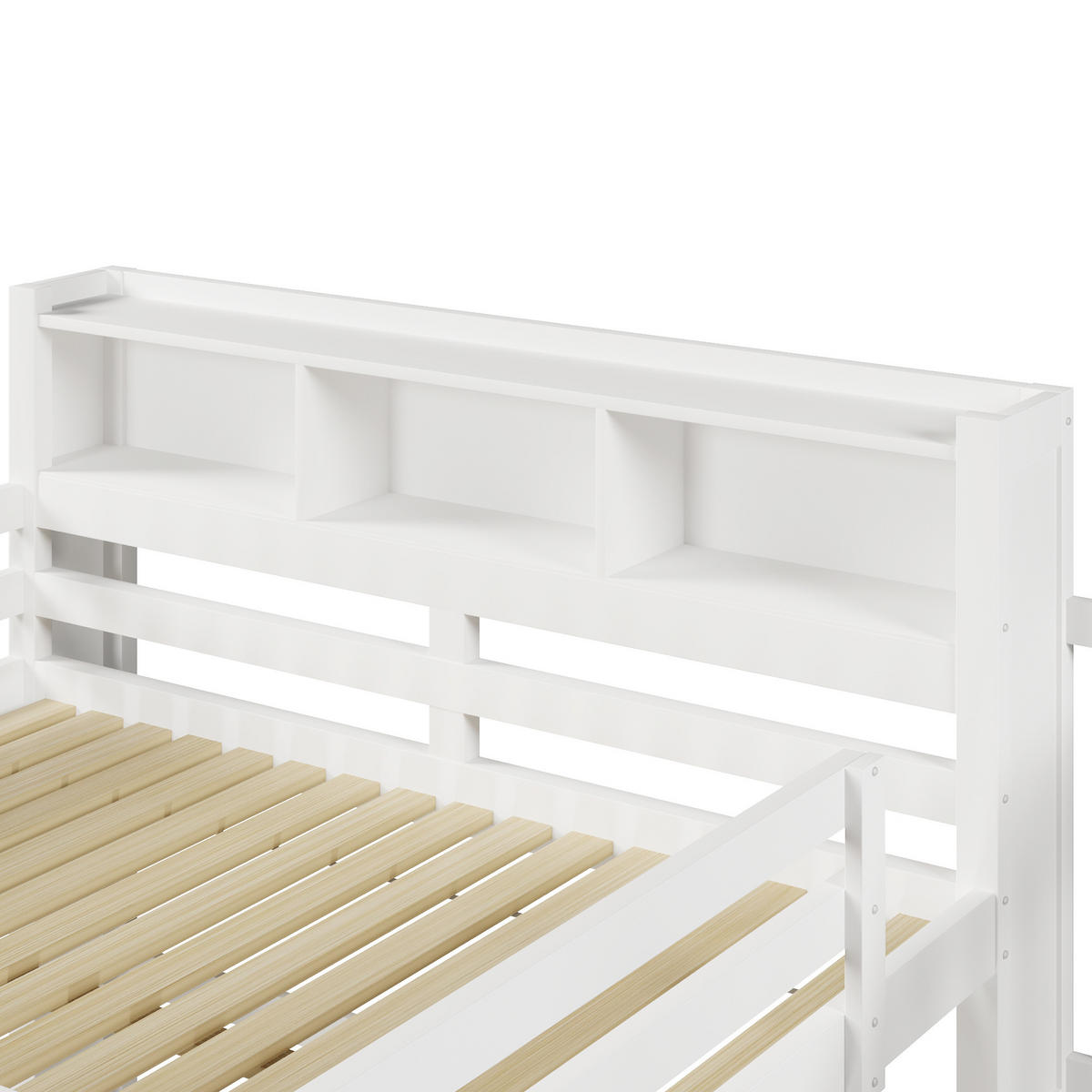 HOCHBETT 140/200 cm DE-33119 mit LED und Stauraumtreppe Weiß - Weiß, Holzwerkstoff (140/200cm) - ComfortXL