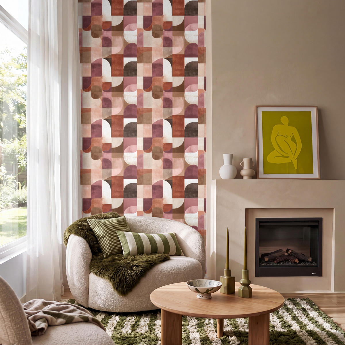 TAPETE - Geometrie - Modern - Retro - 100x200 cm - Multicolor, Papier (100/200cm) - OnlyWow