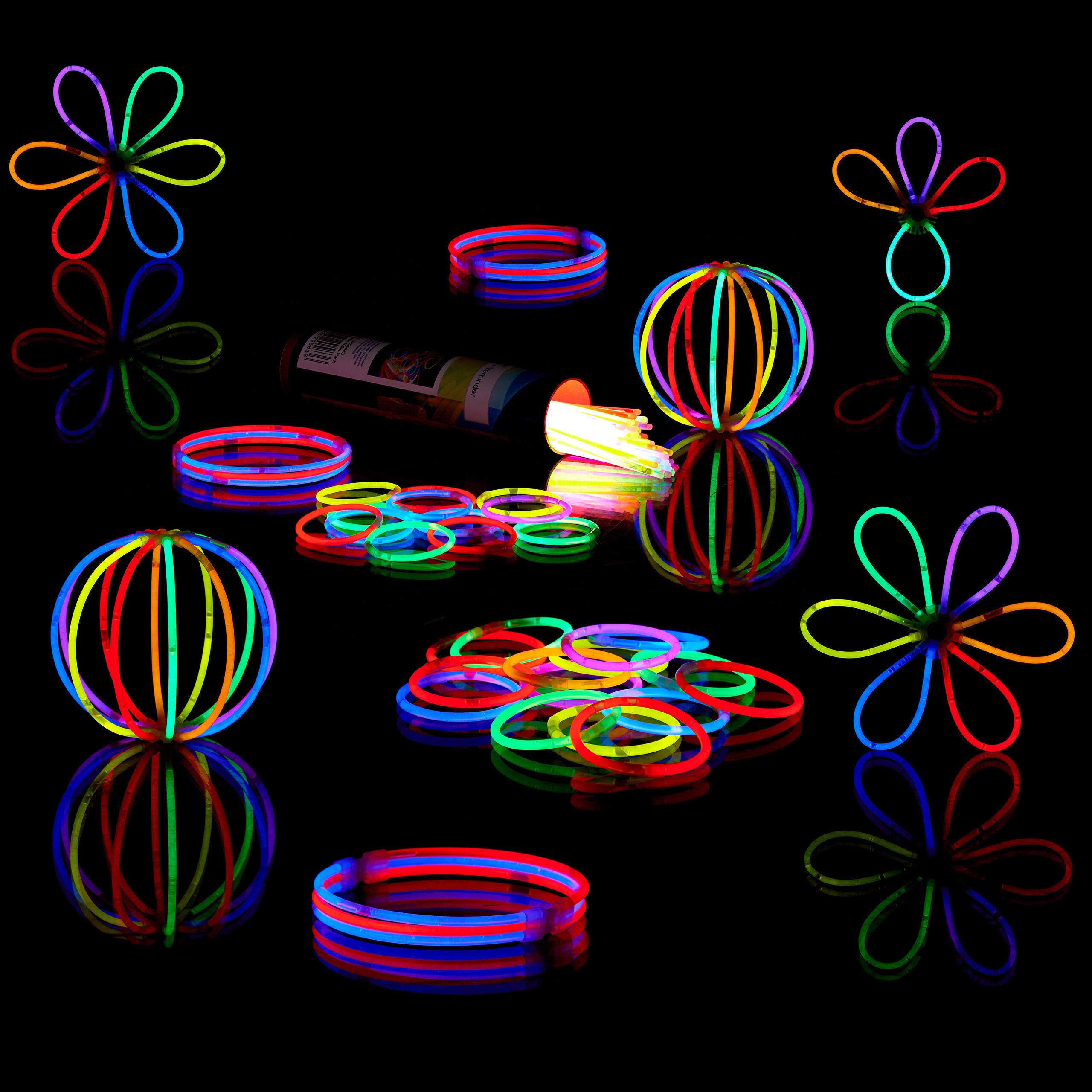 Relaxdays GLOWSTICKY Barevné 100ks-sada s konektory 20 cm