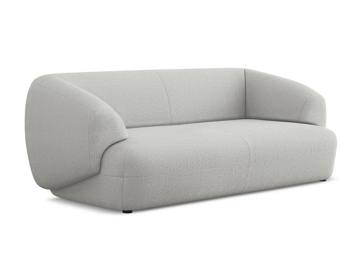 3-SITZER SOFA Bouclé Stoff Grau - Hellgrau/Schwarz, Kunststoff/Textil (212/81/98cm) - Makamii