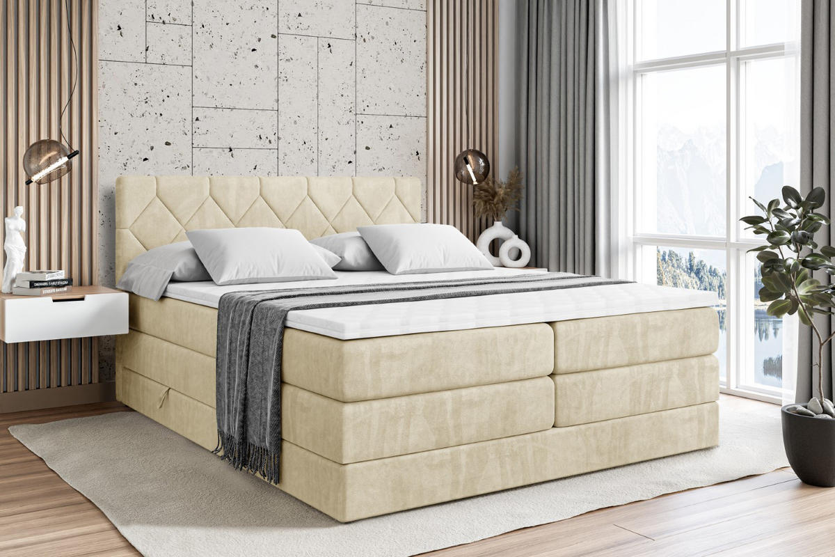 BOXSPRINGBETT CATOR KING - 120x200 - H3/H4 - Beige - Beige, Holzwerkstoff (120/200cm) - ALTDECOR