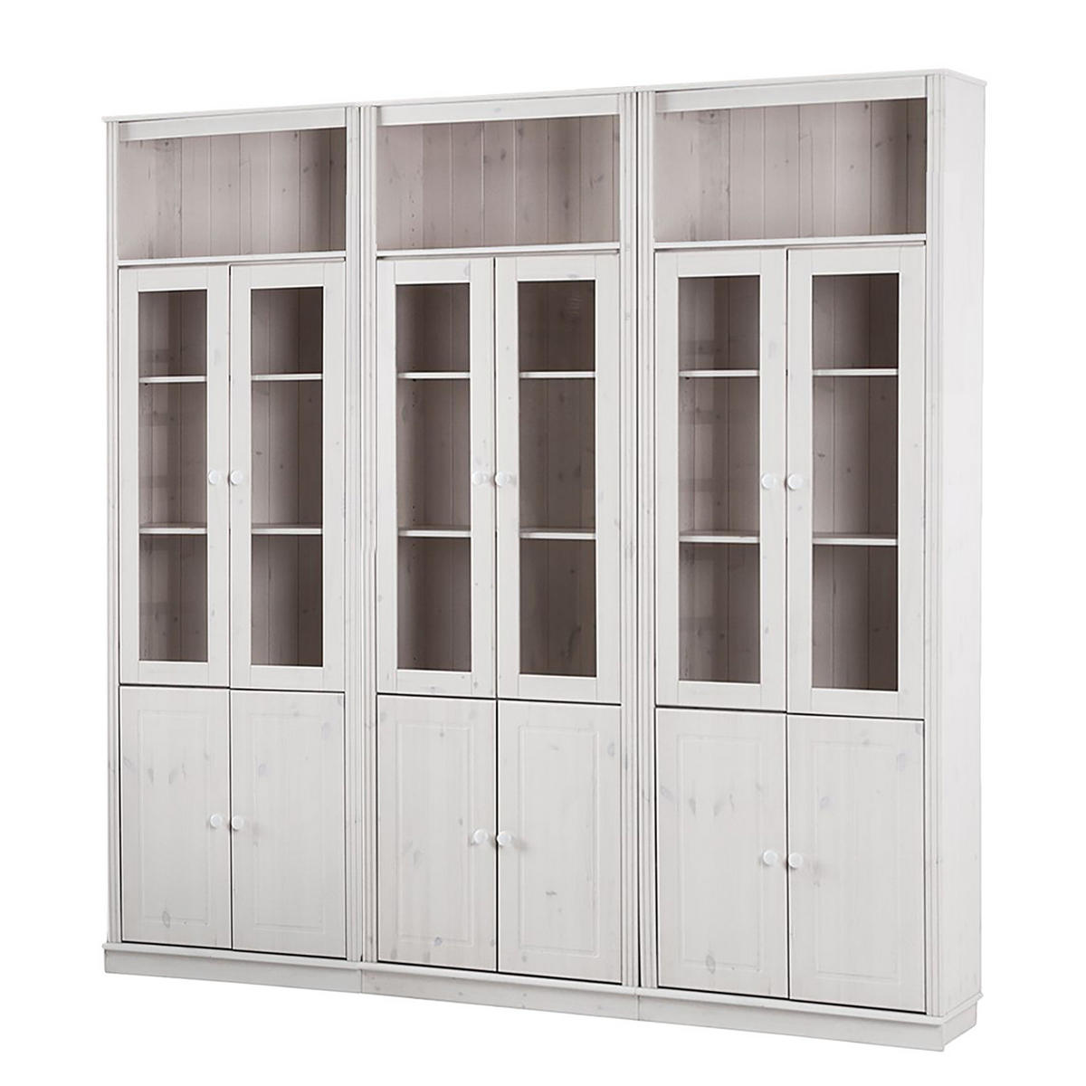 BÜCHERWAND - Kiefer massiv, Typ E - Weiß/Kieferfarben, Holz (222/223/37cm) - home24