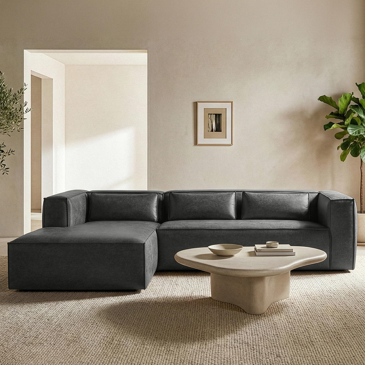 ECKSOFA LINKS FEROX, Dunkelgrau - Dunkelgrau, Holz/Holzwerkstoff (300/175cm) - KONSIMO®