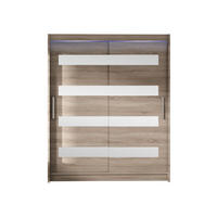 SCHWEBETÜRENSCHRANK Westa XIII, mit RGB LED Beleuchtung - Silberfarben/Trüffeleichefarben, Holzwerkstoff/Metall (150/200/58cm) - MIRJAN24