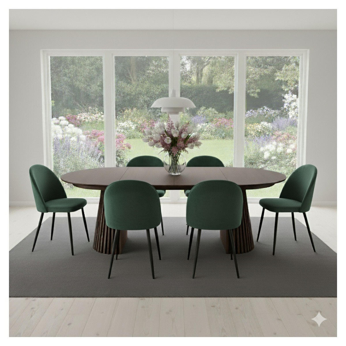 TISCHGRUPPE Smoked - Eichefarben/Grün, Holzwerkstoff/Textil (120/75/120cm) - ebuy24