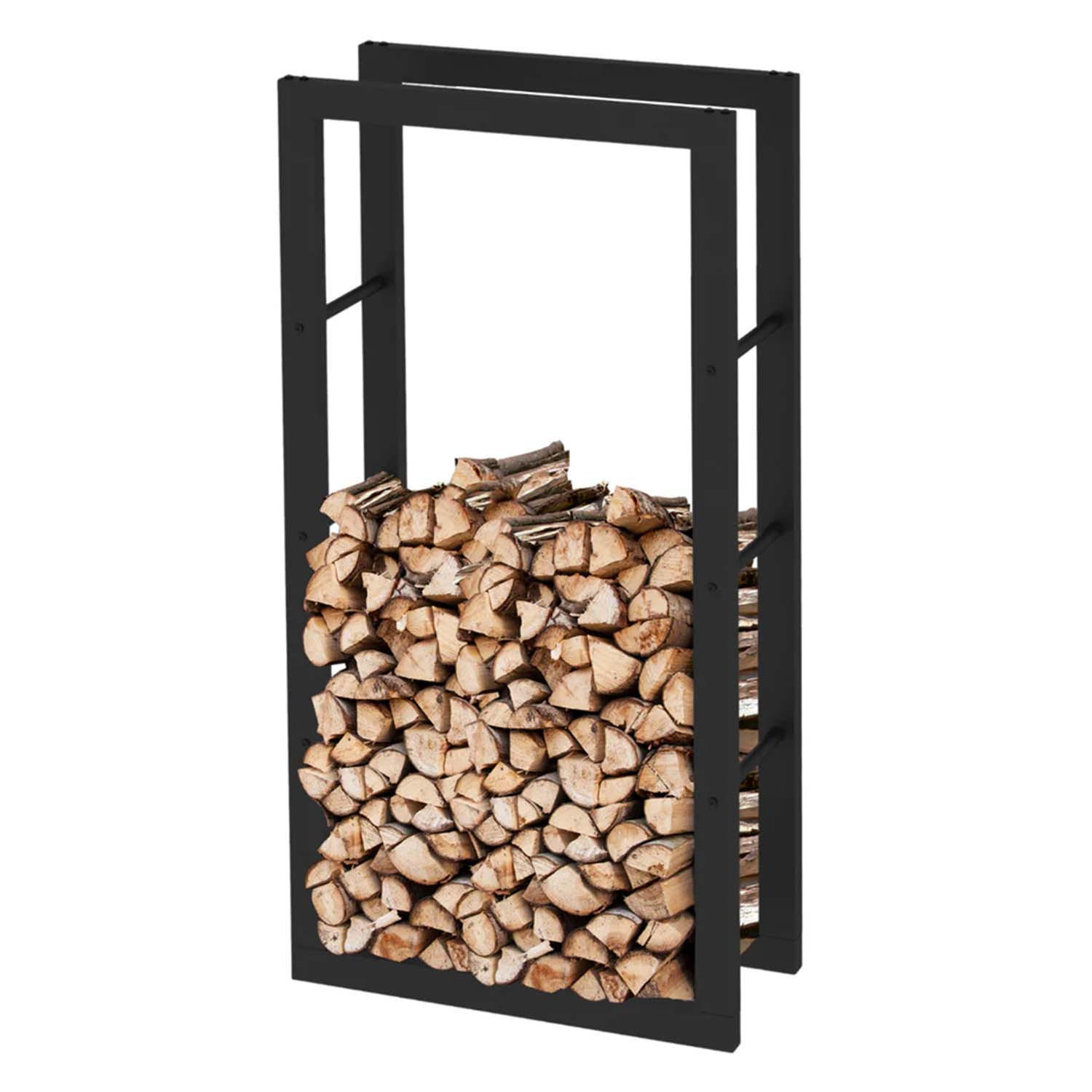 KAMINHOLZREGAL - Metall, Schwarz - BHT 60 x 125 x 25cm - Schwarz, Metall (60/125/25cm) - holz4home
